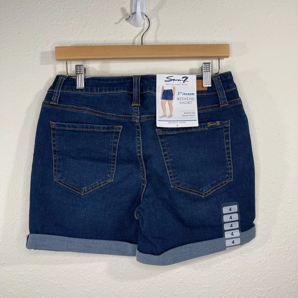 Seven7 Women Weekend Rolled Cuff Stretch Jean Short Color Blue Size 4;6;…